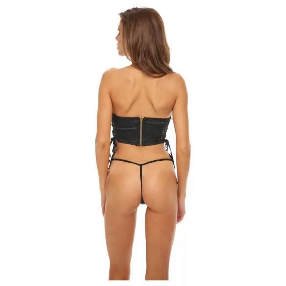 Bombshell - kropp, korset sa leopard printom i tanga (crna)
