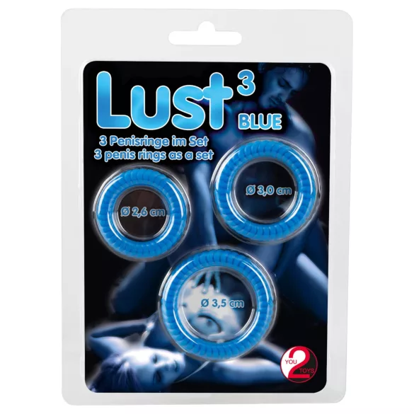 You2Toys - Trio prstenova za penis Lust - plavo