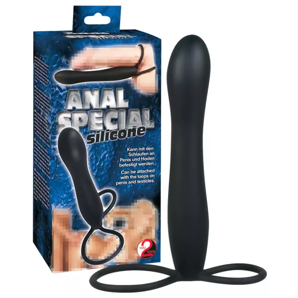 You2Toys - Specijalni analni dildo i penis prsten - crna