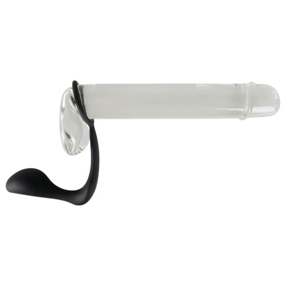 Crni baršun - analni plug s prstenom za penis (crni)