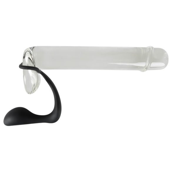 Crni baršun - analni plug s prstenom za penis (crni)