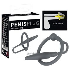   **Penis plug – silikonski prsten za glavić sa stožastim dilatorom (sivi)**
