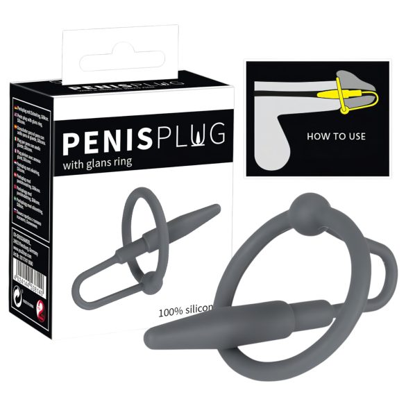 **Penis plug – silikonski prsten za glavić sa stožastim dilatorom (sivi)**