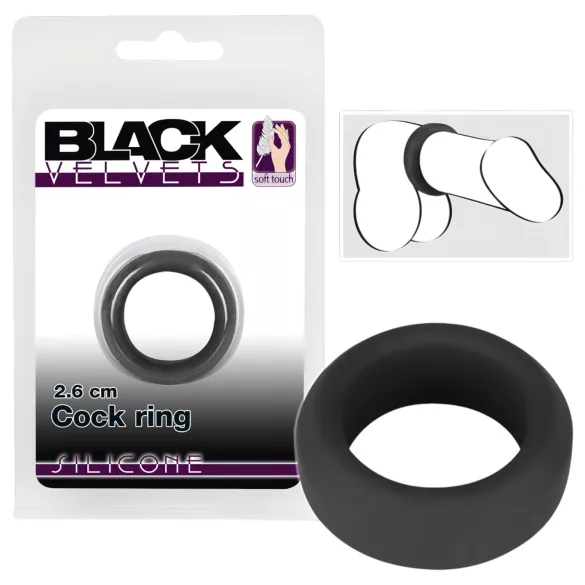 Crni Velvet - debelosteni prsten za penis (2,6 cm) - crni