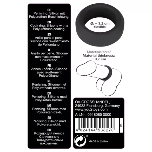 Crni Velvet - debeli prsten za penis (3,2cm) - crn