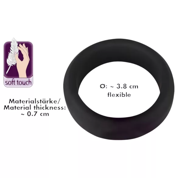 Black Velvet - crni prsten za penis (3,8 cm)