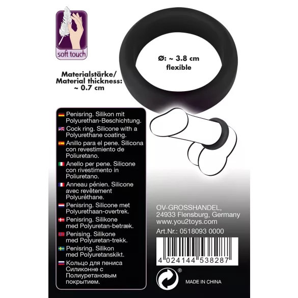 Black Velvet - crni prsten za penis (3,8 cm)
