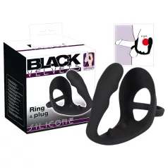   Black Velvets - analni dildo + prsten za penis i testise (crni)