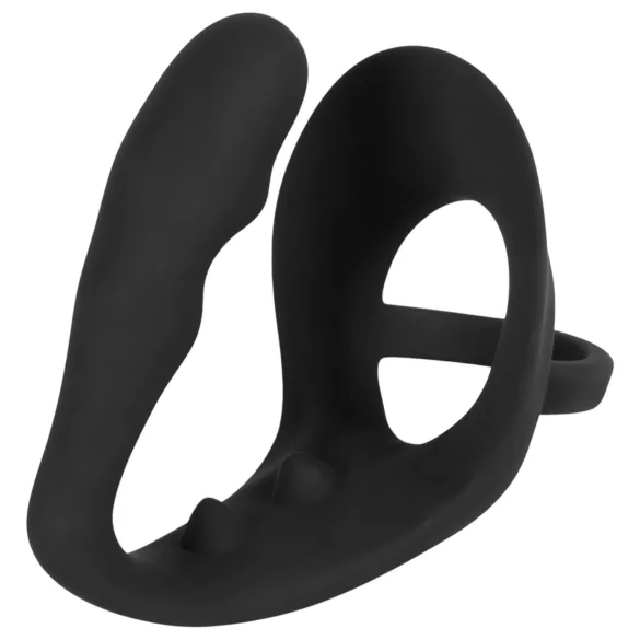 Black Velvet - analni dildo sa prstenovima za penis i testise (crno)