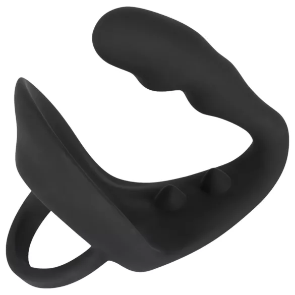 Black Velvet - analni dildo sa prstenovima za penis i testise (crno)