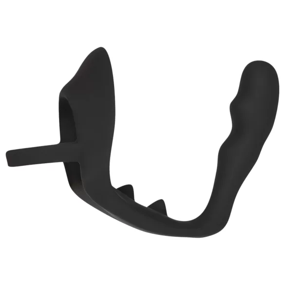 Black Velvet - analni dildo sa prstenovima za penis i testise (crno)