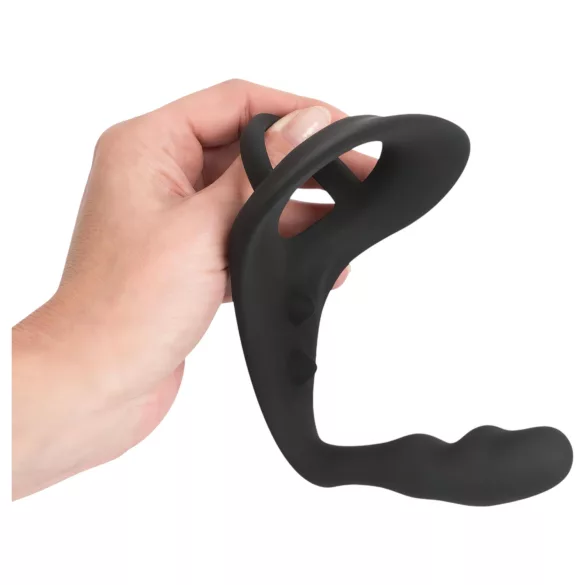 Black Velvet - analni dildo sa prstenovima za penis i testise (crno)