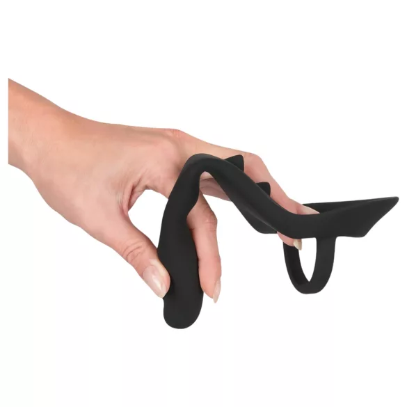 Black Velvet - analni dildo sa prstenovima za penis i testise (crno)