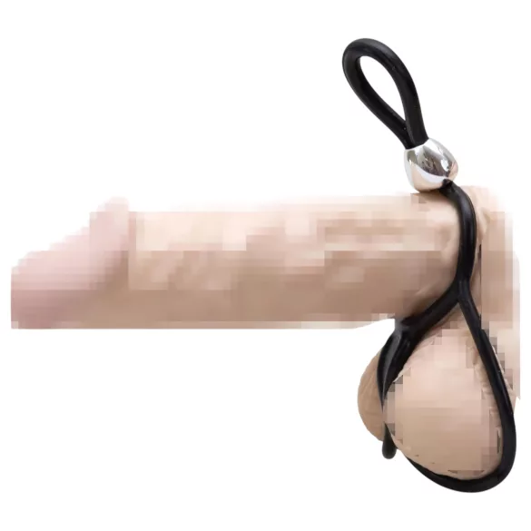 You2Toys - Trostruki, podesivi prsten za penis i testise (crni)