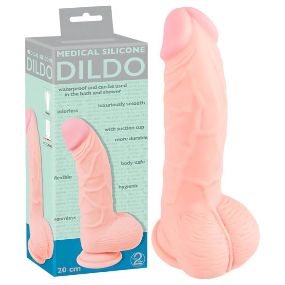 Medicinski silikonski dildo (20cm) - prirodan