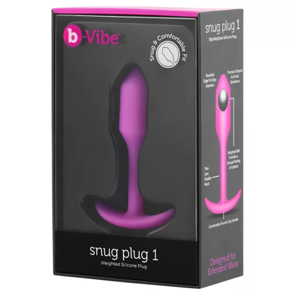 b-Vibe Snug Plug 1 - analni čep sa unutrašnjom težinom (55 g, roze)