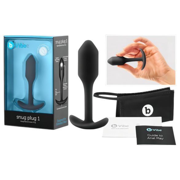 b-vibe Snug Plug 1 - analni čep sa unutrašnjom težinom (55g) - crni