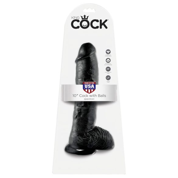 King Cock 10 testis dildo (25 cm) - crni