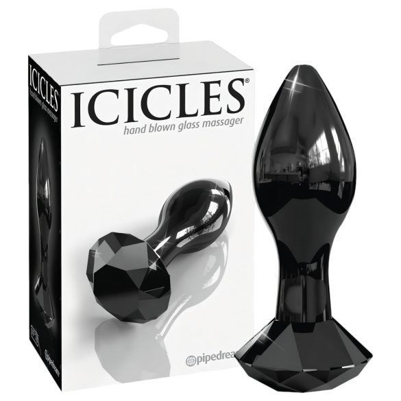 Icicles No. 78 - stakleni analni čep u obliku kupole (crni)
