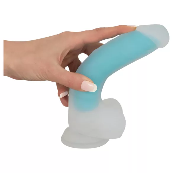 You2Toys Glow in the Dark - vakuum priljubljeni, svetleći dildo (plavi)