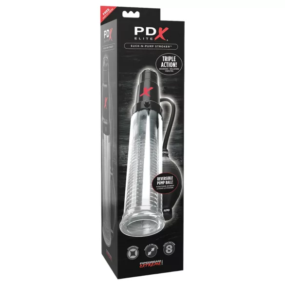 PDX Elite - 2u1 - pumpa za penis i masturbator (prozirno)
