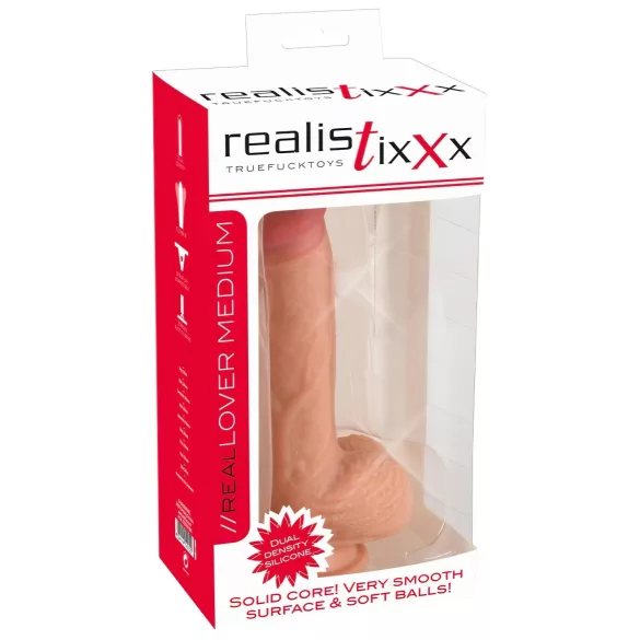 realistixxx - realističan dildo sa vakuumskom čašicom (22 cm, boja kože)