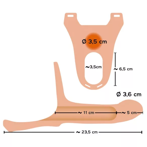 You2Toys - Strap-on srednji - šuplji dildo na kaiš - prirodna boja