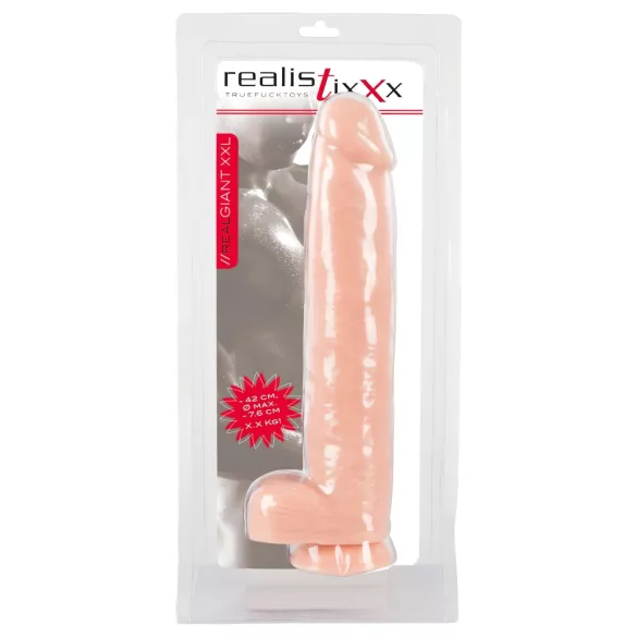 Realistixxx Džinovski 3XL - realistični dildo (42cm) - prirodna boja