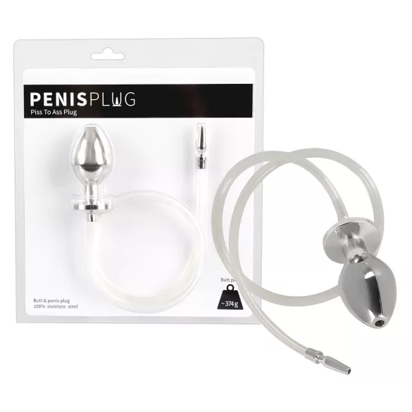 Piss to Ass Plug - šuplji analni plug sa proširivačem mokraćne cevi