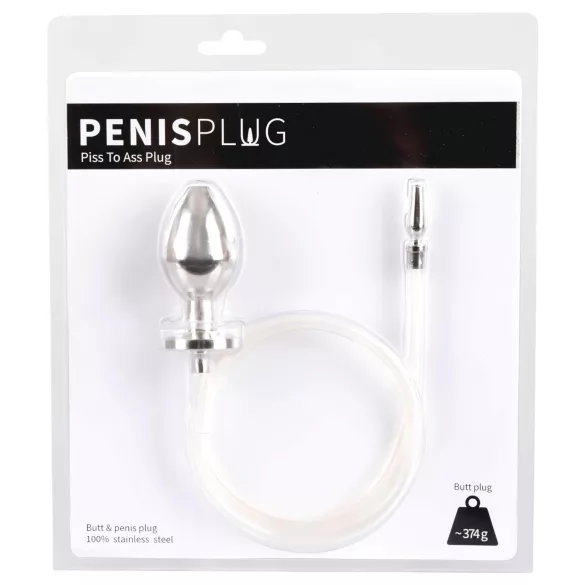 Piss to Ass Plug - šuplji analni plug sa proširivačem mokraćne cevi