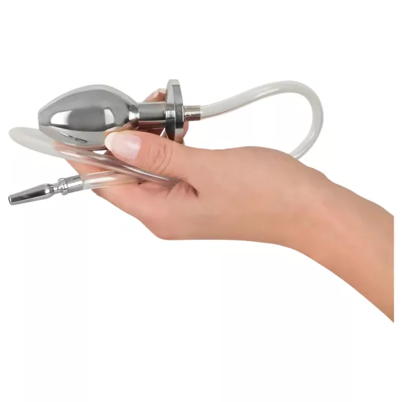 Piss to Ass Plug - šuplji analni plug sa proširivačem mokraćne cevi