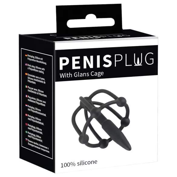 You2Toys - Penis plug - silikonska kavezica za glavić sa dilatorom (crna)