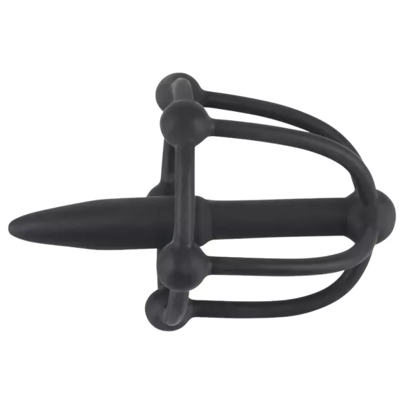 You2Toys - Penis plug - silikonska kavezica za glavić sa dilatorom (crna)