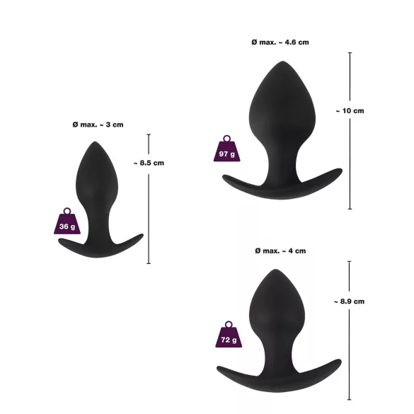 Black Velvet - silikonski analni set (3 komada) - crni