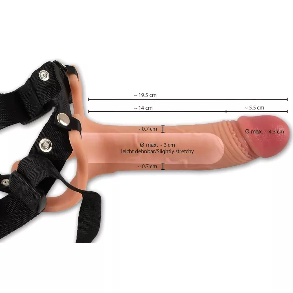 Realistixxx Strap-on - šuplji dildo za pripajanje (prirodna boja)