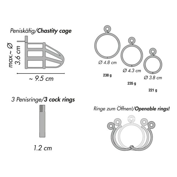 You2Toys - Kavez za čednost - metalna kavez za penis sa lokotom