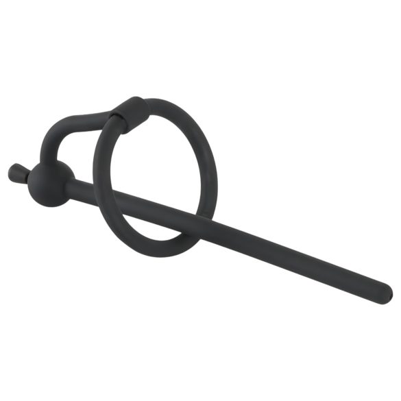 Penis plug od silikona sa prstenom za glavić (0,6 mm) – crni