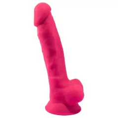   Silexd 7 - dildo sa testisima i vakuum čašom - 17,5 cm (roze)