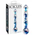 Icicles No. 08 - talas, dvostran, stakleni dildo (prozirno-plavi)