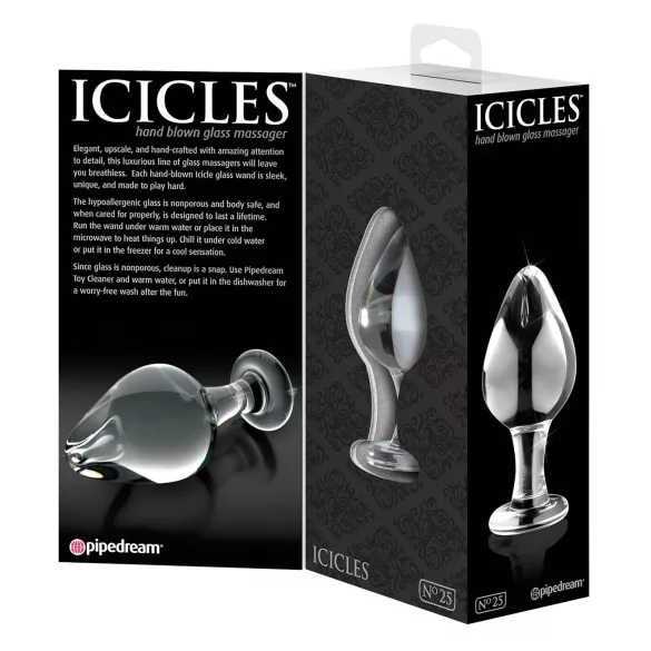 Icicles No. 25 - stakleni analni čep u obliku konusa (prozirni)