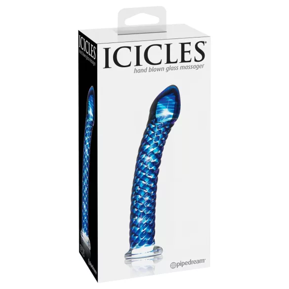 Icicles No. 29 - spiralni stakleni dildo za penis (plavi)