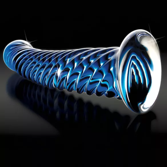 Icicles No. 29 - spiralni stakleni dildo za penis (plavi)