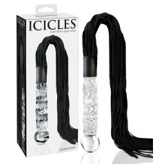   Icicles No. 38 - kožni bič i stakleni dildo (providno-crni)