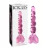 Icicles No. 43 - stakleni dildo sa perlicama i srcima (roze)