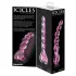 Icicles No. 43 - stakleni dildo sa perlicama i srcima (roze)