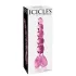 Icicles No. 43 - stakleni dildo sa perlicama i srcima (roze)