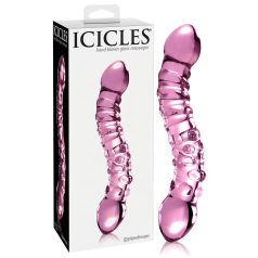 Icicles No. 55 - dvostrani, G-tačka stakleni dildo (roze)