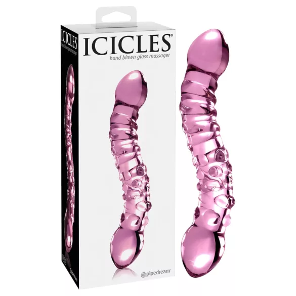 Icicles No. 55 - dvostrani, G-tačka stakleni dildo (roze)