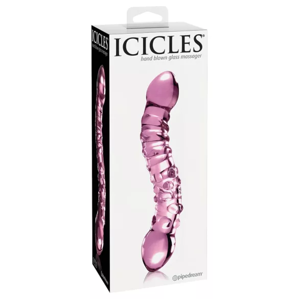 Icicles No. 55 - dvostrani, G-tačka stakleni dildo (roze)