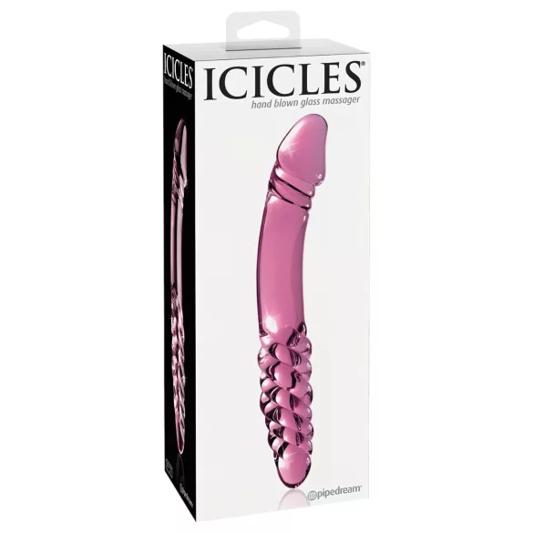 Icicles No. 57 - stakleni dvostrani dildo u obliku penisa (roze)